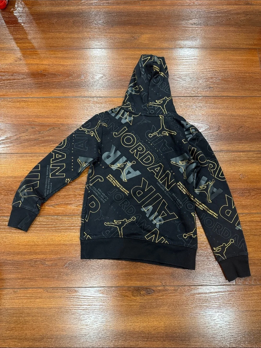 Jordan Men’s Black & Gold All-Over Logo Hoodie
